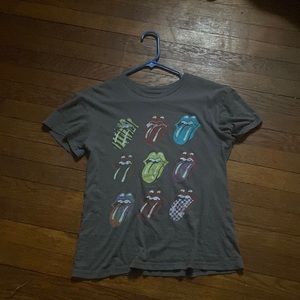 This has a Rolling Stones print on the shirt and has a gray color